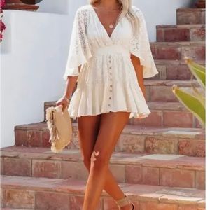 Cream Lace Romper